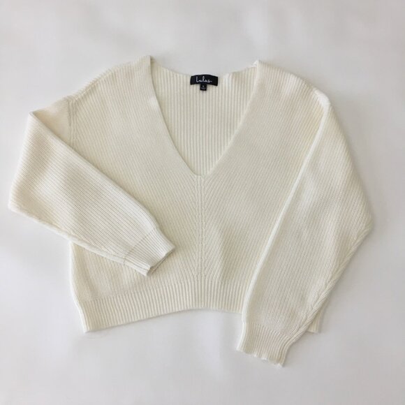Lulus Sweaters - Lulus V Neck Sweater Womens Small Color Ivory Dolman Sleeves